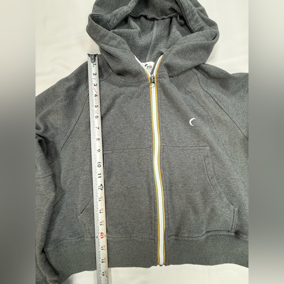ZYIA Dark Gray Cropped Zip Hoodie with Yellow Trim - Picture 8 of 14